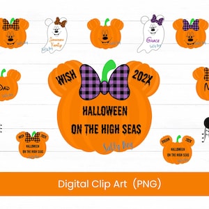 ハロウィンクルーズのクリップアート、客室ドアマグネットテンプレート、印刷可能なクリップアート、デジタルダウンロード、PNG