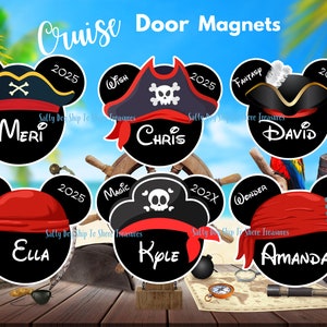 Clip art per famiglie di Pirate Night, modelli di magneti per cabine di Topolino pirata, download digitale, PNG, SVG
