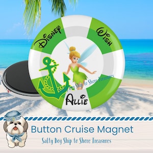 Nautical Tinkerbell Cruise Magnet, Custom Stateroom Door Magnet, Nautical Fish Extender Gift, Nautical Refrigerator Magnet