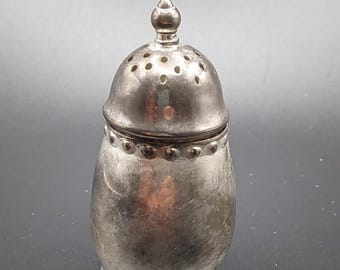 Antique salt shaker, metal salt shaker, vintage salt shaker. Decorative salt shaker, silver patina, vintage collectible, retro salt shaker, kitchen utensils