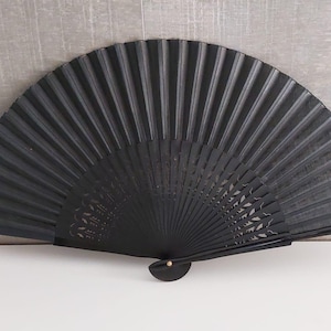 Antique fan. Vintage fan. Spanish fan. Handmade carved wooden fan. Hand fan. Black fan. Manual fan.