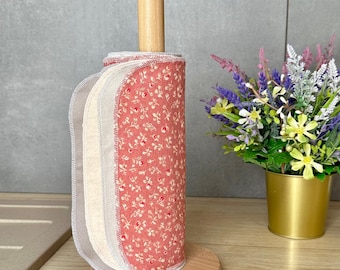 Asciugamani da cucina riutilizzabili senza carta - Rotolo di asciugamani in flanella di cotone senza carta - Accessori da cucina a zero rifiuti