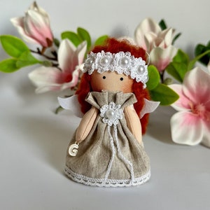 Cute personalized guardian angel rag doll - Angel hanging ornament - Christian décor - Interior art doll - Custom unique baptism gift girl