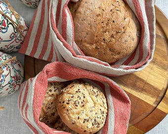 Zero Waste Aufbewahrung von Lebensmitteln - 100% Leinen-Sauerteigbrotbeutel - Wiederverwendbare und umweltfreundliche Brotaufbewahrung - Nachhaltige Küche - Einweihungsgeschenk