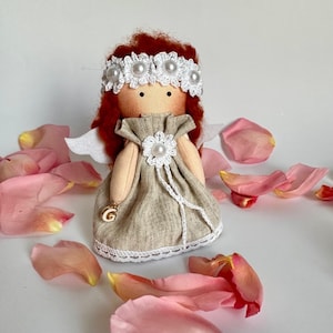 Anjo da guarda personalizado - Boneca de pano de arte de interior - Lindo enfeite de anjo pendurado - Presente de batismo exclusivo personalizado para menina - Decoração cristã