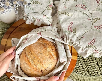 Reusable Linen Sourdough Starter Set - Bowl Cover, Jar Cover & Bread Bag | Zero Waste Dough Rising