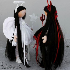 Custom rag couple dolls - Look alike handmade dolls - Personalized portrait dolls - Personalized Valentine&#39;s Day gift for her/him portrait
