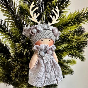 Ornement suspendu cerf de Noël - Ornement de Noël fait main - Décoration de renne - Décoration d&#39;arbre de Noël - Décoration de Noël d&#39;intérieur