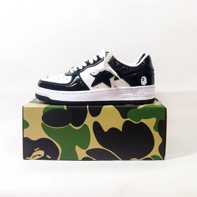 Zapatos Bapesta con caja Zapatos Bape Sta negros Zapatillas deportivas para hombre Zapatos para mujer Zapatos unisex imagen 2