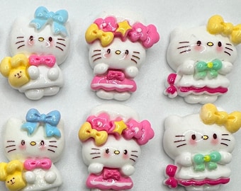 Kitty Resin Charms, Flat Back Cabochons, DIY Jewelry (12pc