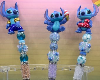 Stitch Beaded Pen: Handmade Rhinestone Character Pen