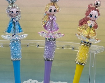 Handmade Disney Princess Beaded Pen, Rhinestone Character Pen