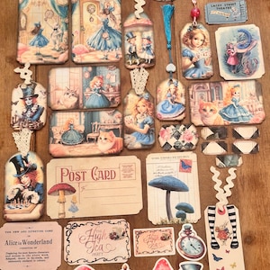 Alice in Wonderland Ephemera Set: Junk Journal, Scrapbooking Supplies