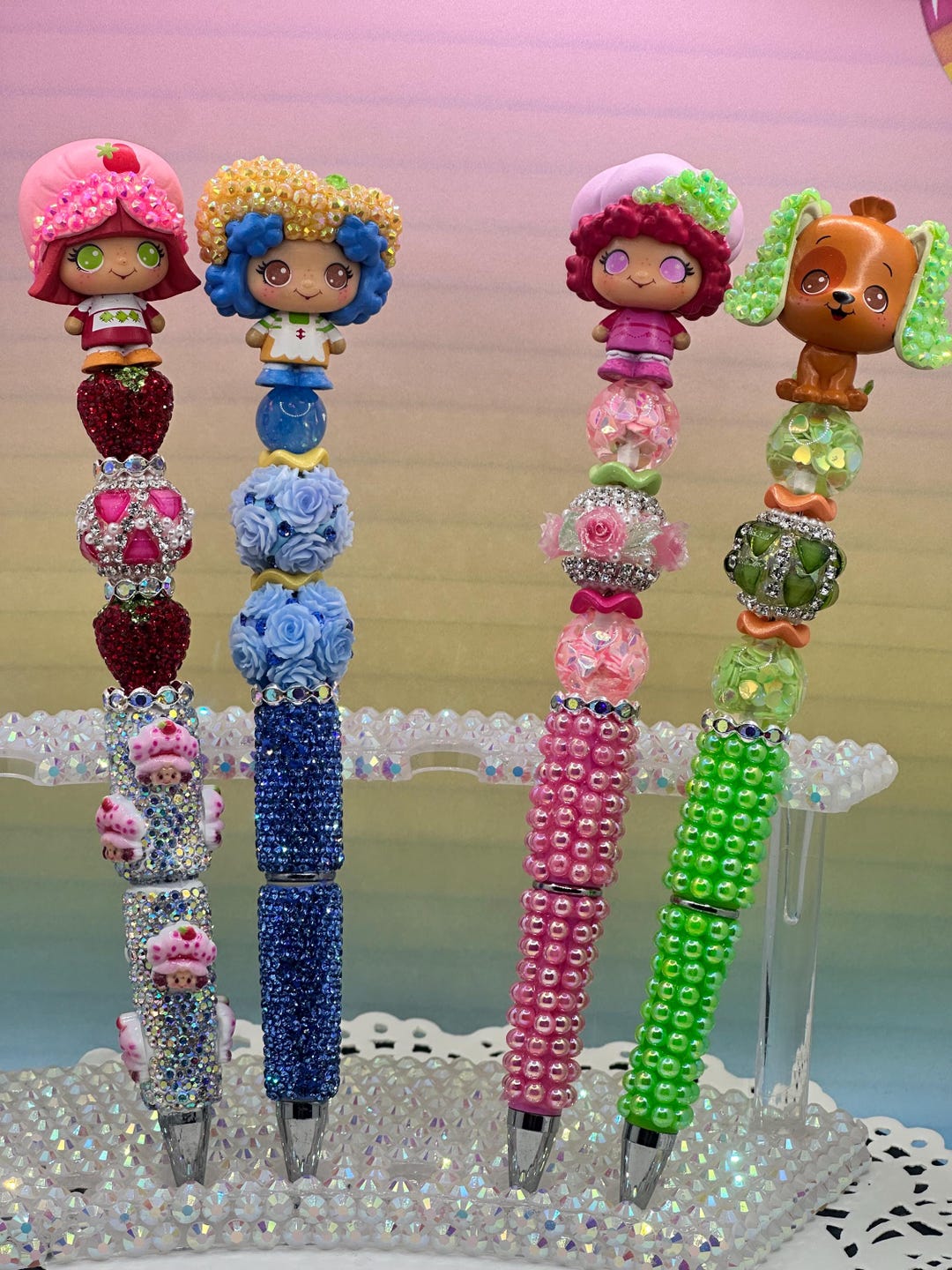 Cartoon Rhinestone Pen Character Beaded Pen: Handmade Rhinestone Acrylic Pen - Etsy