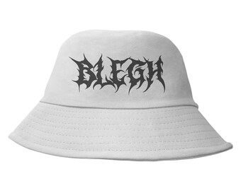 Bucket Hat BLEGH Sonnenhut Bier Festivalhut Anglerhut Fischerhut Metalcore Heavymetal Metalhead Metalmusik schwarz weiß Basic