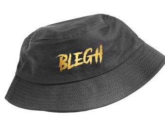 Bucket Hat BLEGH Sonnenhut Bier Festivalhut Anglerhut Fischerhut Metalcore Heavymetal Metalhead Metalmusik schwarz weiß Basic