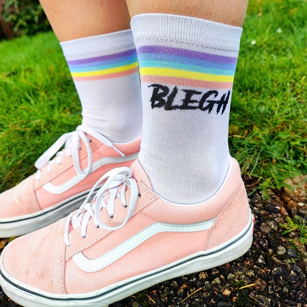 Socken Blegh, Metalcore, Heavy Metal, Regenbogen, Deathmetal, Gothic, Rainbow Socks, Einhorn, Unicorn