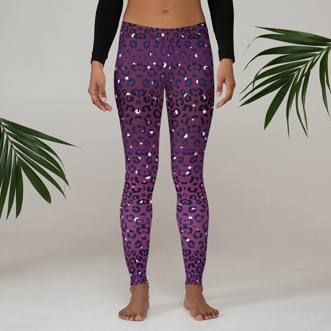 Racing Leopard Checkered Leggings Purple