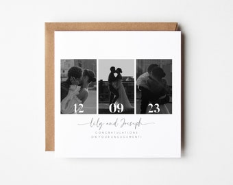 Personalised Engagement Photo Card | On Your Engagement Card For Couple | Husband Wife Card | You're Engaged Card | 3 Picture Card Mr & Mrs