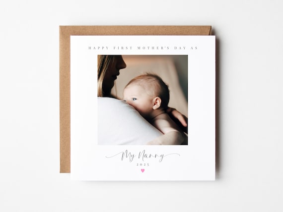 Personalised Happy First Mother's Day As My Grandma Nanny Nan Granny Gran Card | Photo Card 1st Mothers Day New Baby Card | Picture Card |