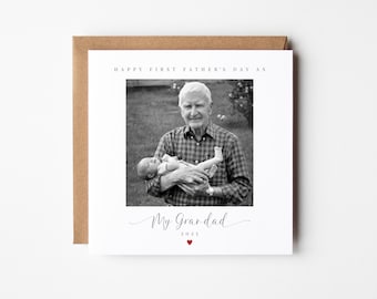 Tarjeta personalizada "Feliz primer día del padre como mi abuelo, mi abuelo, mi abuelo" / Tarjeta con foto Tarjeta para el primer día del padre Tarjeta para bebé Tarjeta con foto Cumpleaños