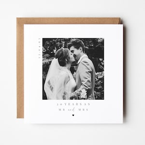 Personalised Anniversary Photo Card | Card For Husband Wife | Wedding Date Card | Years Together As Mr & Mrs | Hubby Wife | Picture Card
