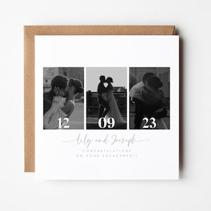 Personalised Engagement Photo Card | On Your Engagement Card For Couple | Husband Wife Card | You're Engaged Card | 3 Picture Card Mr & Mrs