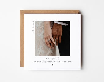 Personalised Anniversary Photo Card For Husband Wife | To My Husband Wife On Our Wedding Anniversary |  Mr & Mrs | Hubby Wife | Picture Card