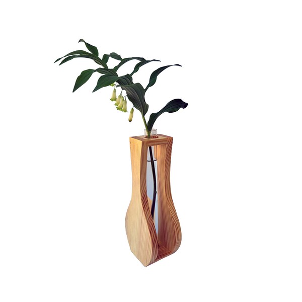 Wooden flower vase. Impressive appearance, modern, multifunctional.