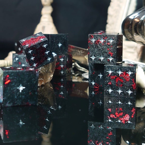 Red Mountain - Pip D6 Set - Sharp Edge Polyhedral Handmade Resin Dice