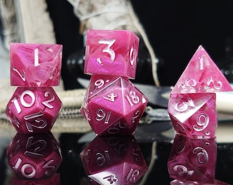 Melted Rose -  Partial DnD Dice Set - 6 Piece Handmade Sharp Edge Polyhedral Resin Dice