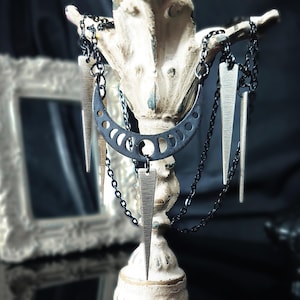 Assassin Rogue - Unbound Collection - Silver Necklace Moon Phases TTRPG-inspired