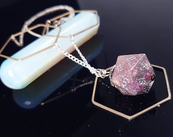 Silvered Rose - Dice Jewellery Necklace D20 Dungeons and Dragons Nerdy Apparel