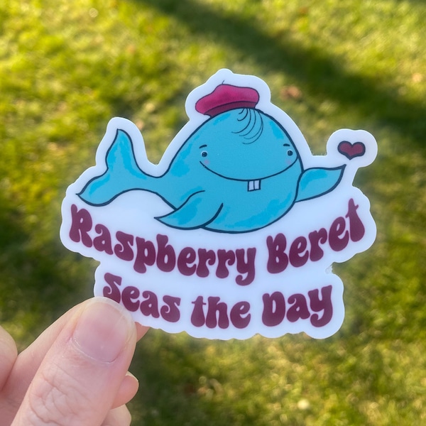 Raspberry Beret Seas the Day ~ Laptop Sticker~ Water Bottle Sticker