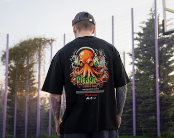Maglietta da uomo Soundwave Octopus / Maglietta streetwear Music Vibes / Grafica di animali marini / Maglietta estiva oversize per lui