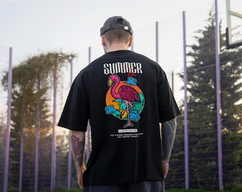 Flamingo Summer T-Shirt | Tropical Beach Vibes | Vibrant and Stylish Tee | Oversized T-Shirt | Animal Lovers
