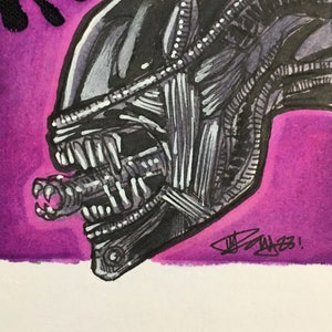 Carte de collection unique en édition limitée Alien. Signée par Carl Toop (le guerrier extraterrestre) et l'artiste américain Mike Doherty. Fans de Xénomorphes !