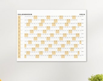 Extra large 2024 wall calendar, Planner, All-in-one annual calendar, wooden poster frame, wedding checklist, 2024 family calendar