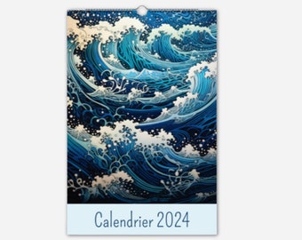 2024 wall calendar, acrylic calendar, best fishing gift, best boat gift, large calendar, in French, diamond painting