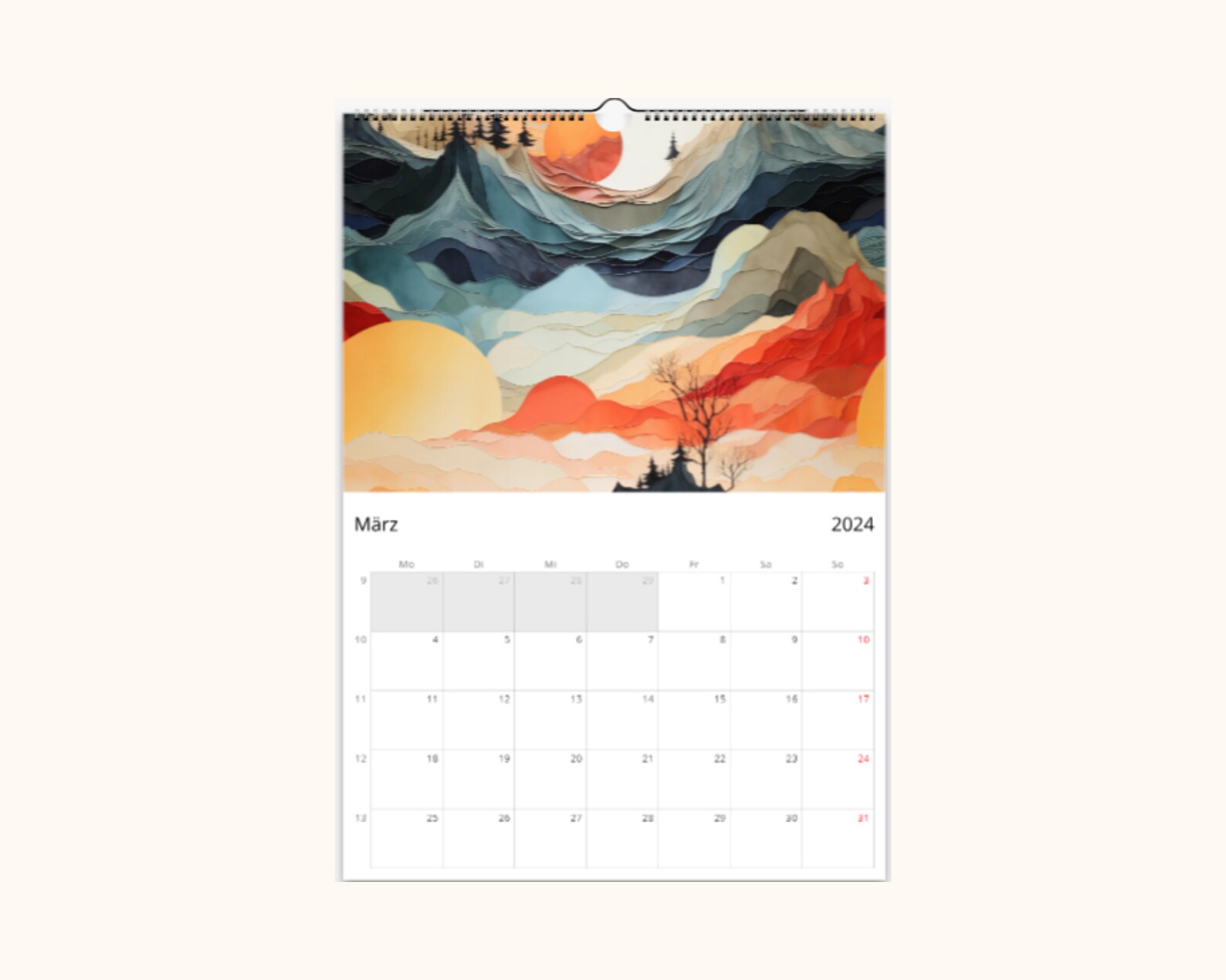 2024 Wall Calendar, 2024 Wall Calendar Art, Wall Calendar 2024