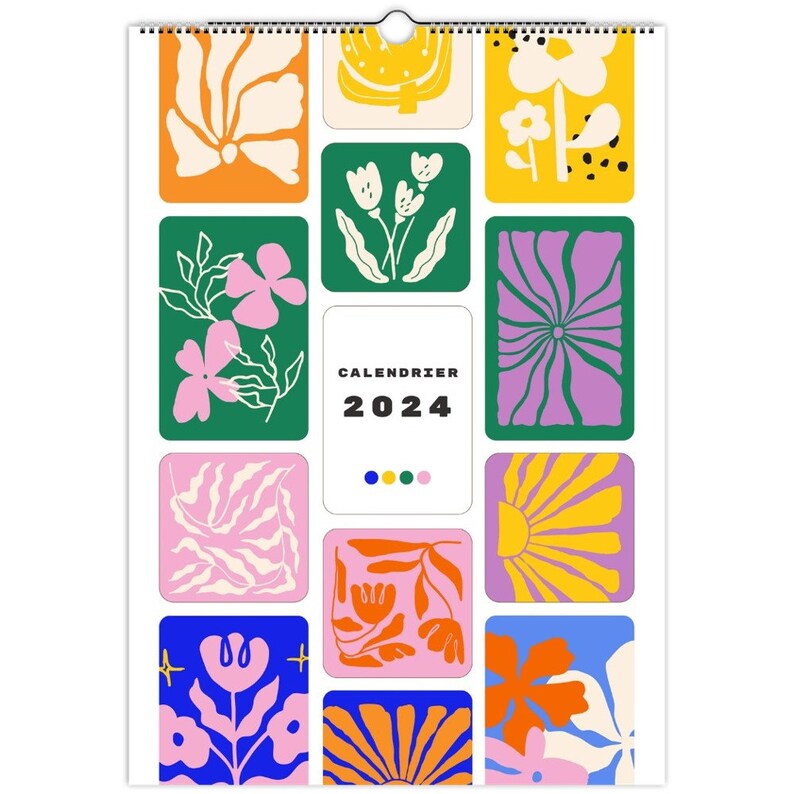 2024 wall calendar, large calendar, colorful art, wall decor, simple art, designer 2024 calendar, fun monthly calendar, US and Canada image 2