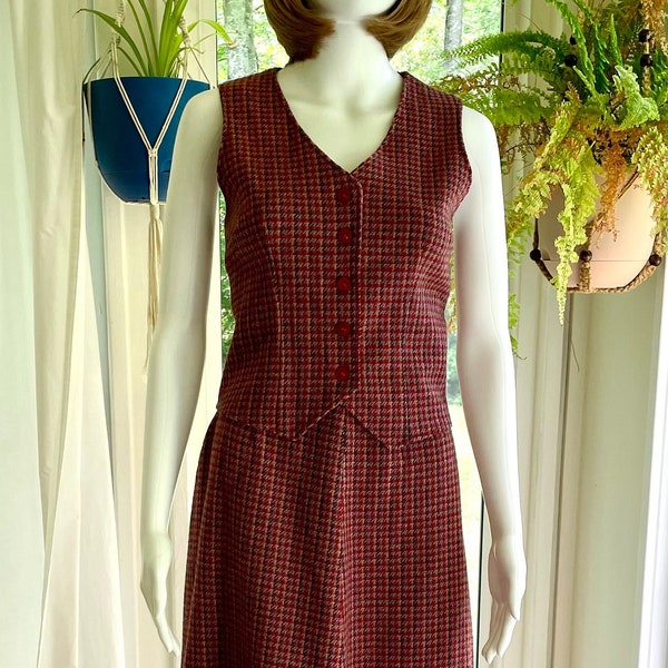 Vintage Handmade Matching Skirt/ Vest Suit Set