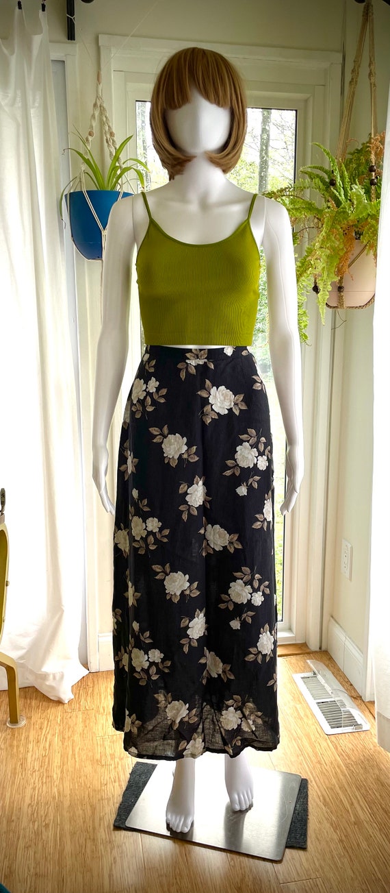 Vintage Laura Ashley Floral Linen Skirt US 10 - image 1