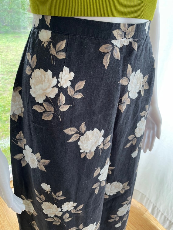 Vintage Laura Ashley Floral Linen Skirt US 10 - image 4