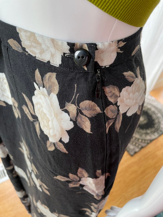 Vintage Laura Ashley Floral Linen Skirt US 10 - image 5