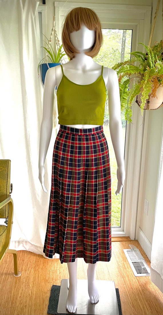 Vintage Plaid Pleated Skirt