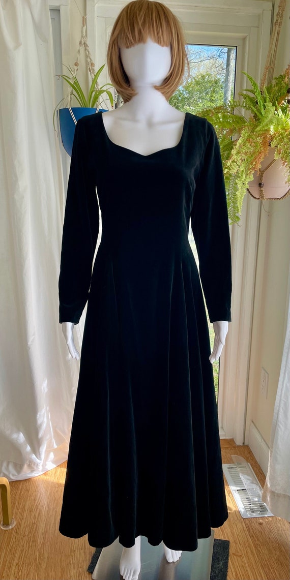 Vintage Laura Ashley Black Velvet Dress US 10