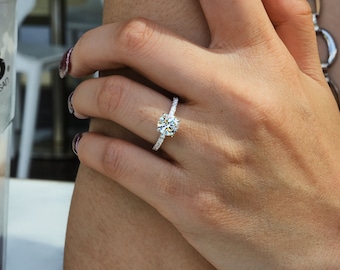 1.2ct Round Moissanite Ring: S925 Sterling Silver Anniversary Ring