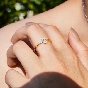 Ovaler Verlobungsring Versprechensring Goldsilberring Reisering Hochzeitsring Simulierter Diamantring Solitärring Geschenk für sie Versteckter Heiligenschein