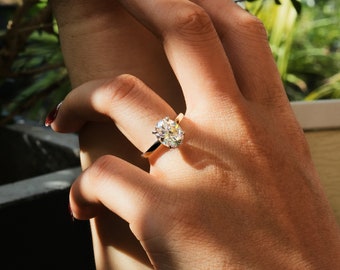 3ct Oval Moissanite Ring: Minimalist S925 Silver Anniversary Ring